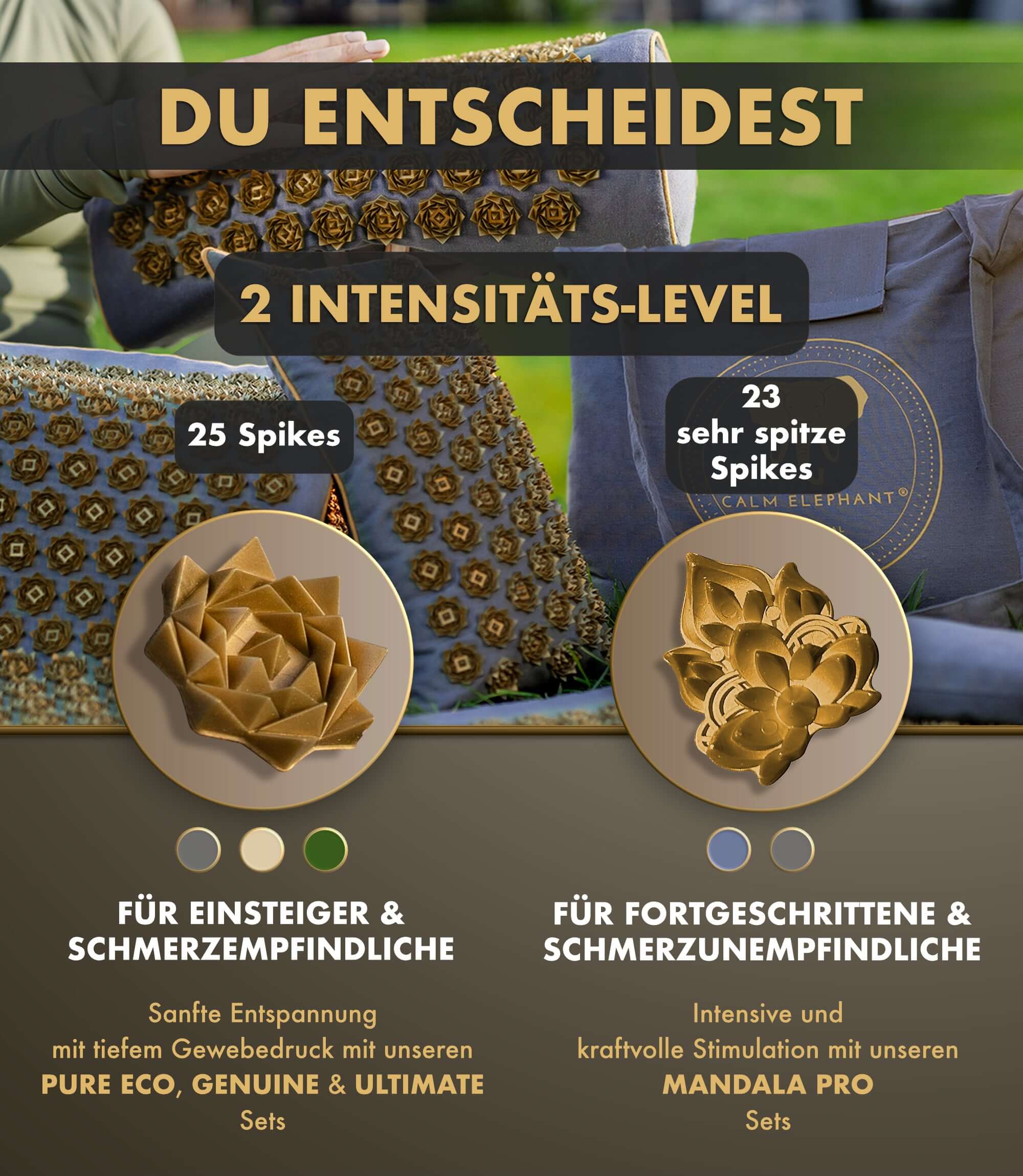 Wybierasz między 2 poziomami intensywności maty do akupresury | PURE ECO 3-częściowy zestaw - szary.